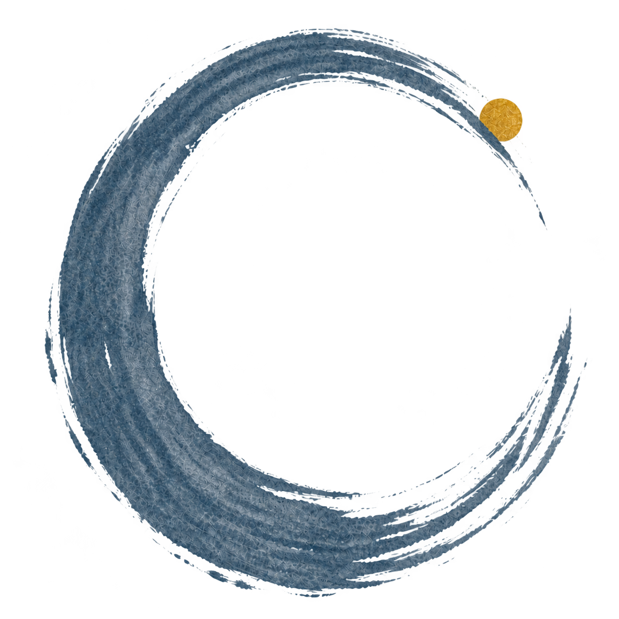 The Decades Learner open brush-circle logo with a gold point